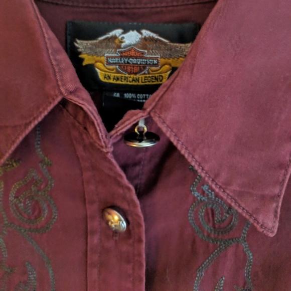 Harley-Davidson Tops - Harley Davidson Womens Western Shirt Embroidery XL